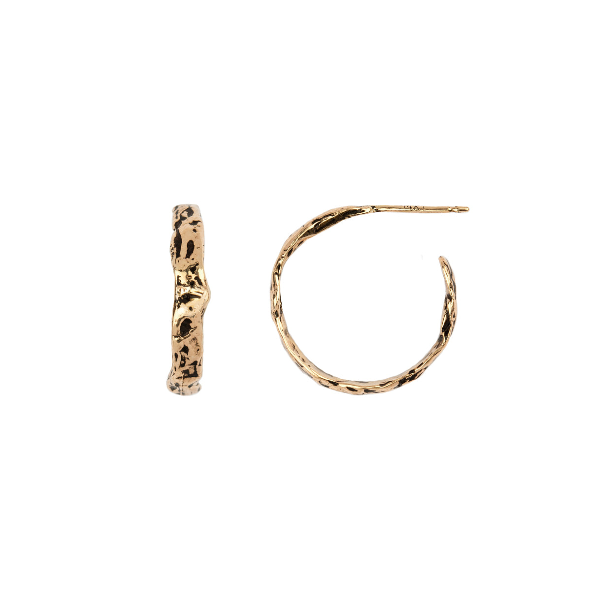 Small 14K Gold Textured Hoops