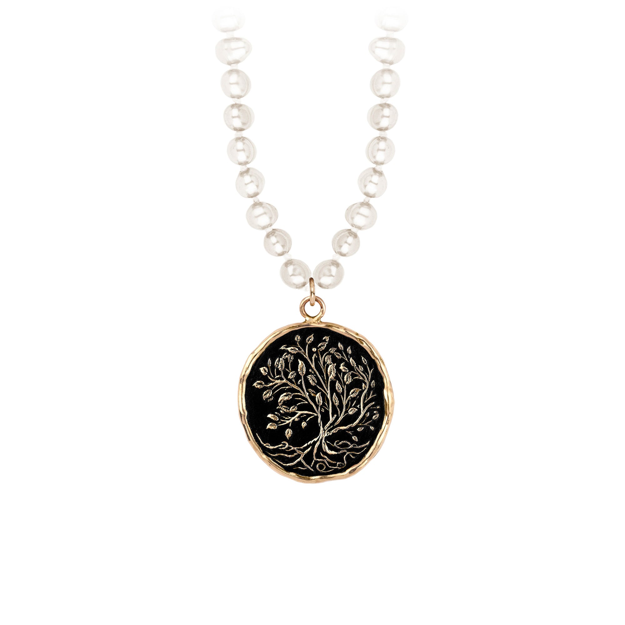 Tree of Life 14K Gold Talisman On Knotted Freshwater Pearl Necklace