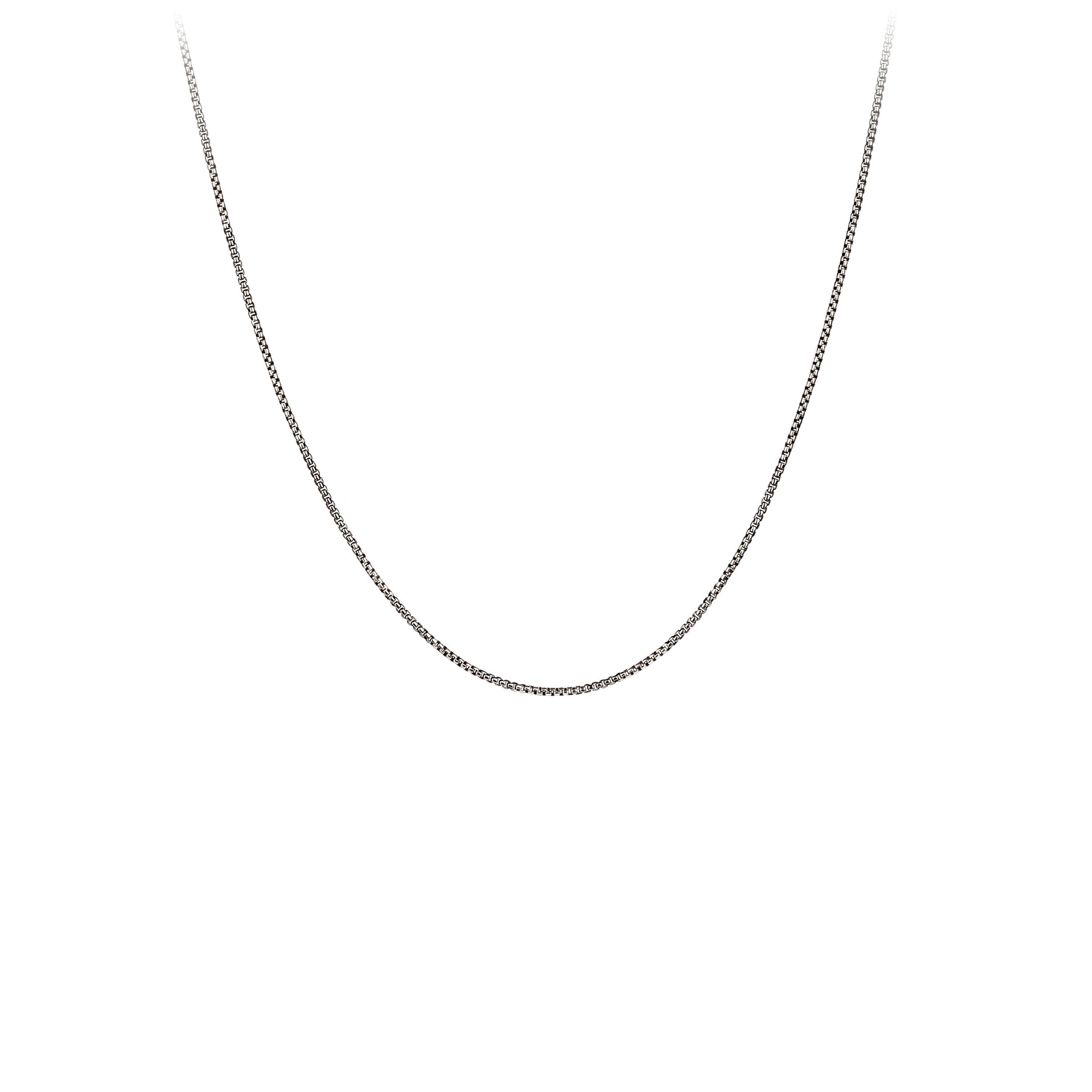 A sterling silver chain with fine round box links