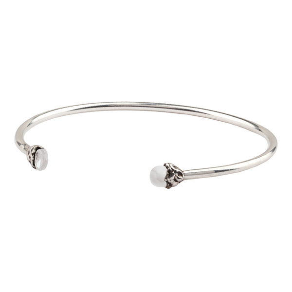 Serenity Clear Quartz Capped Attraction Charm Open Bangle