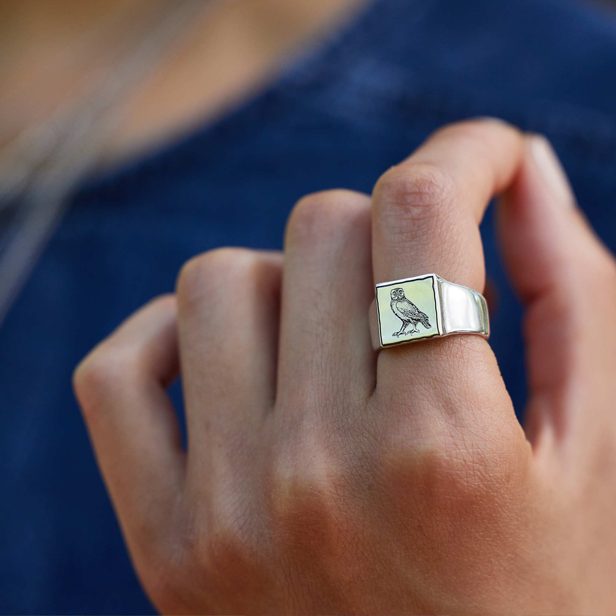 Bee Square Signet Ring