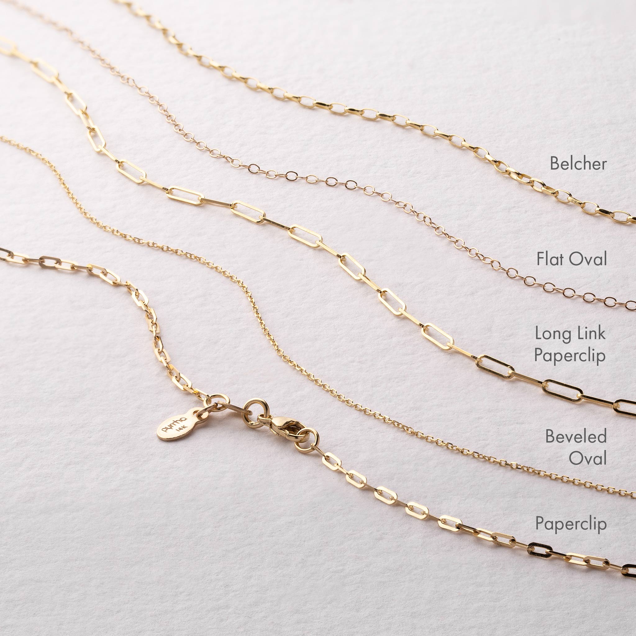 14K Gold Long Link Paperclip Chain with Talisman Clip