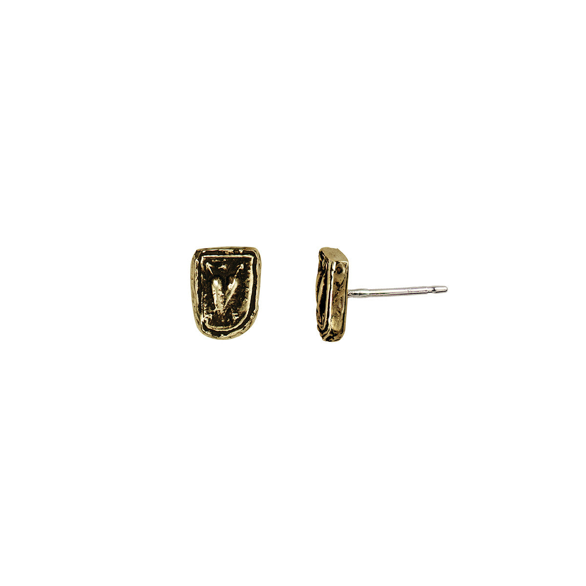 A set of bronze stud earrings with our Cupids Arrows talisman.