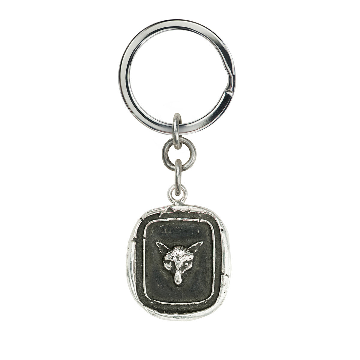 A sterling silver Fox talisman key chain.