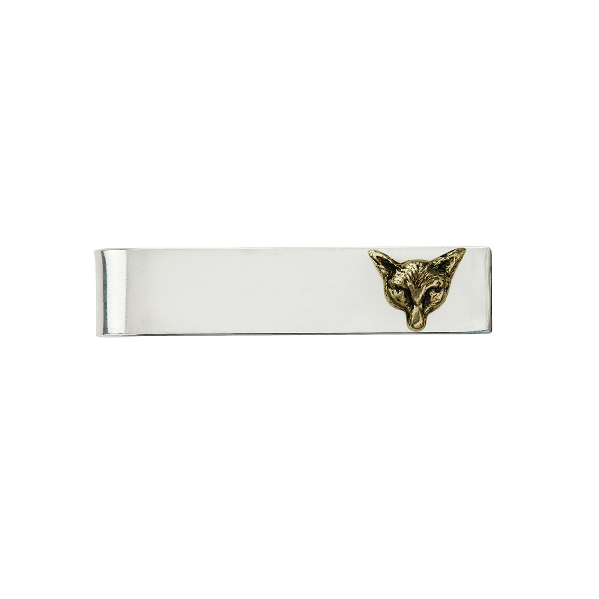 A sterling silver tie bar featuring our Fox talisman.
