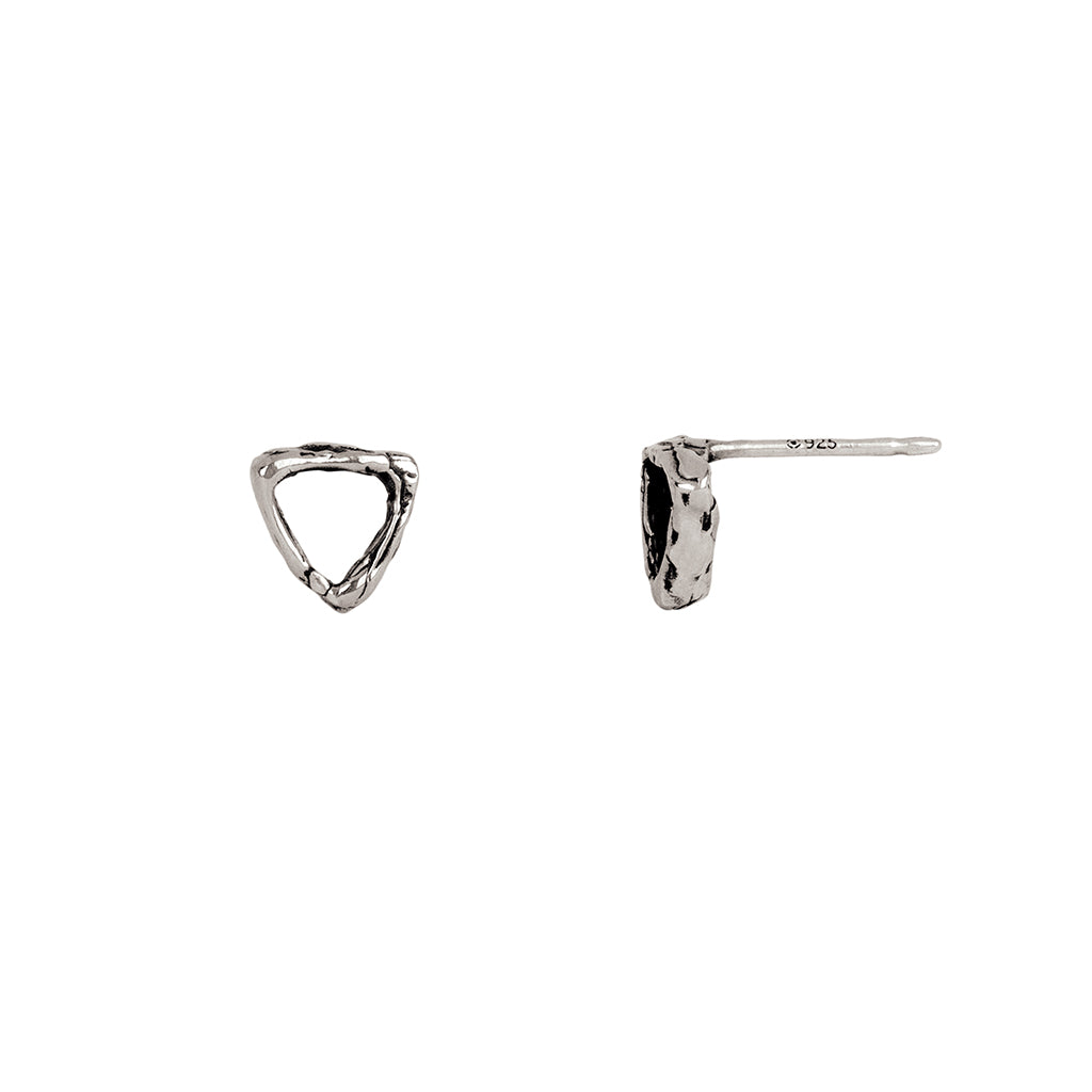 A set of our tiny sterling silver open shield stud earrings.