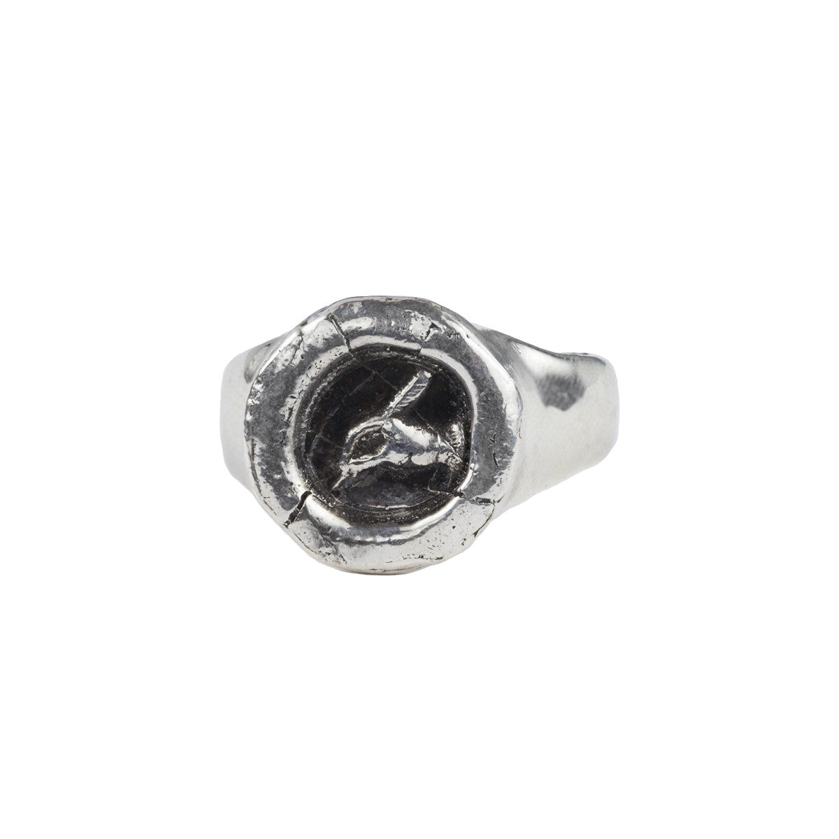 A sterling silver signet ring with our silver Writer talisman.