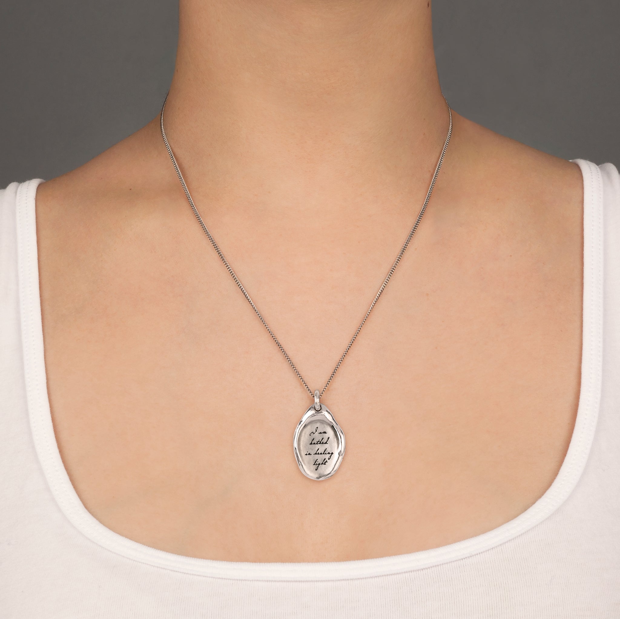 Pyrrha I Am Bathed In Healing Light Affirmation Talisman Necklace