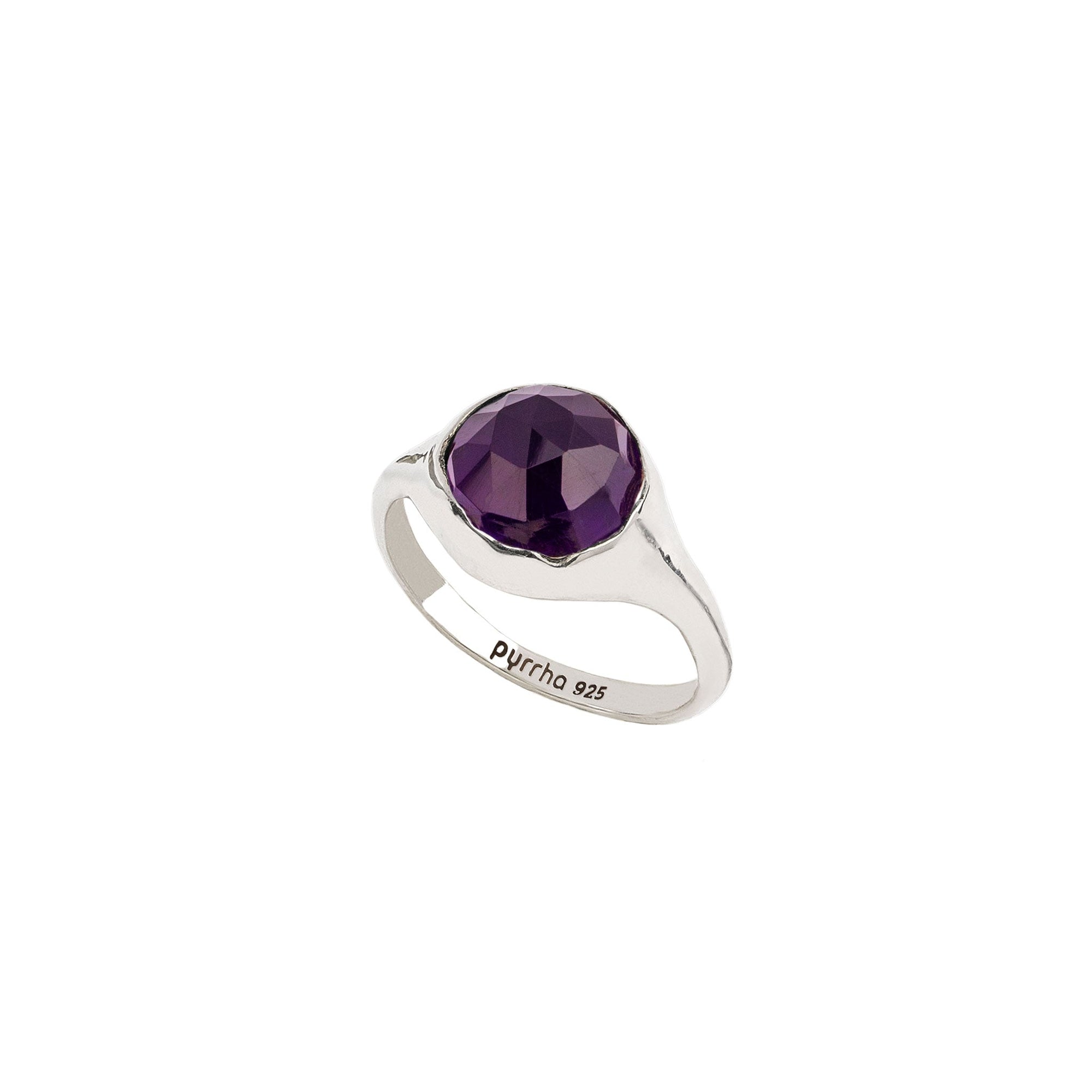 Amethyst Large Faceted Stone Set Signet Ring