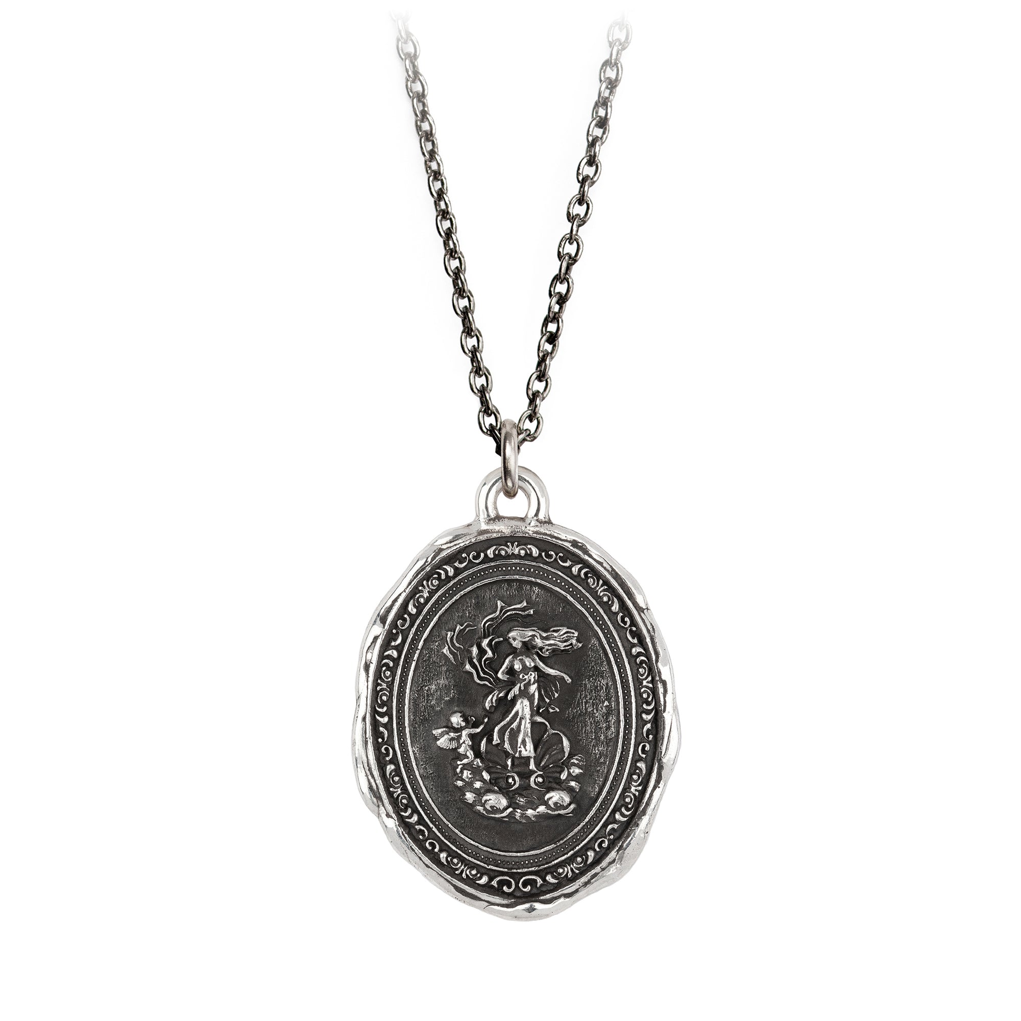 Pyrrha Aphrodite Goddess Talisman Necklace Silver