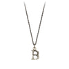 A sterling silver letter "B" charm on a silver chain.