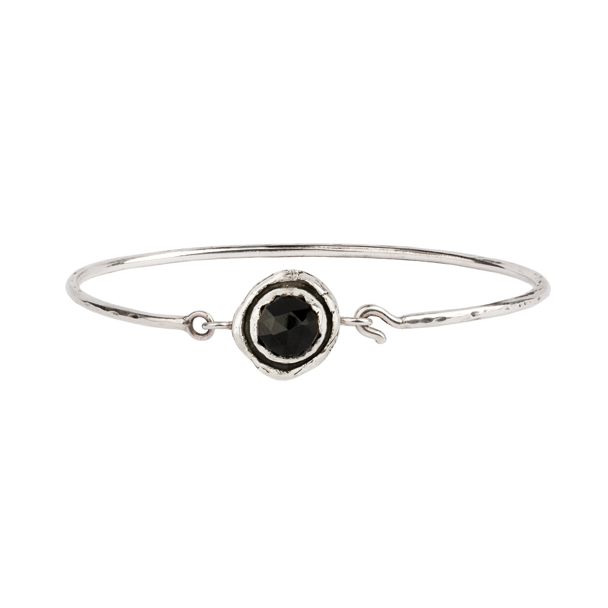 black onyx faceted stone talisman clasp bracelet - pyrrha - 1
