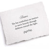 A hand-torn, letterpress printed card describing the meaning for Pyrrha's Brave Appreciation Talisman Stretch Stone Bracelet
