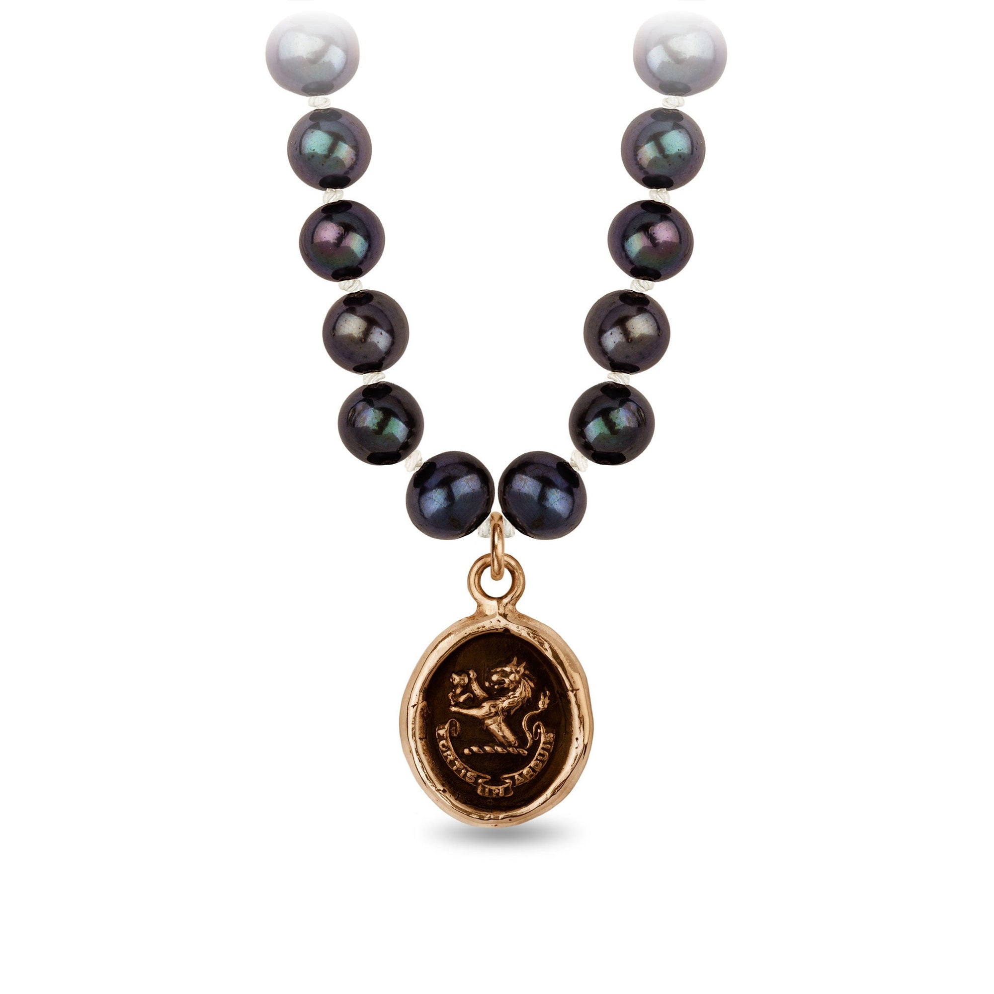 Brave In Difficulties Freshwater Pearl Necklace - Peacock Black