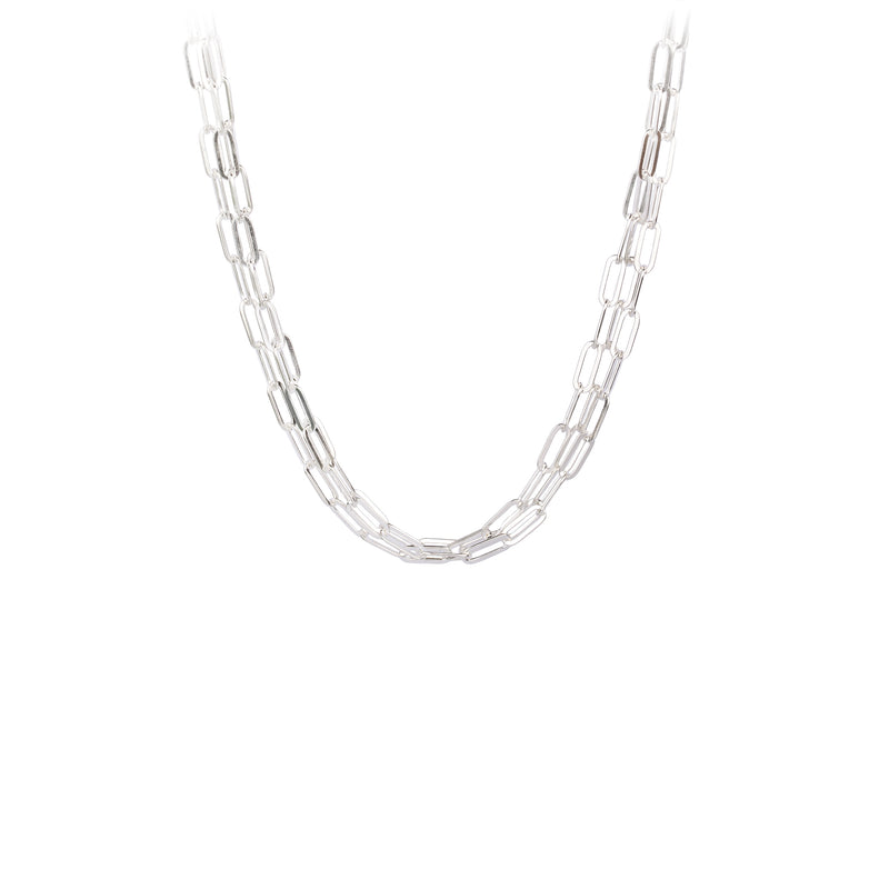 Triple Chain Paperclip Necklace