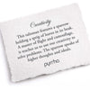 A hand-torn, letterpress printed card describing the meaning for Pyrrha's Creativity Talisman