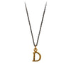 A bronze "D" charm on a blackened sterling silver chain
