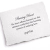 A hand-torn, letterpress printed card describing the meaning for Pyrrha's Flaming Heart Talisman