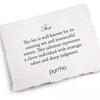 A hand-torn, letterpress printed card describing the meaning for Pyrrha's Fox Talisman