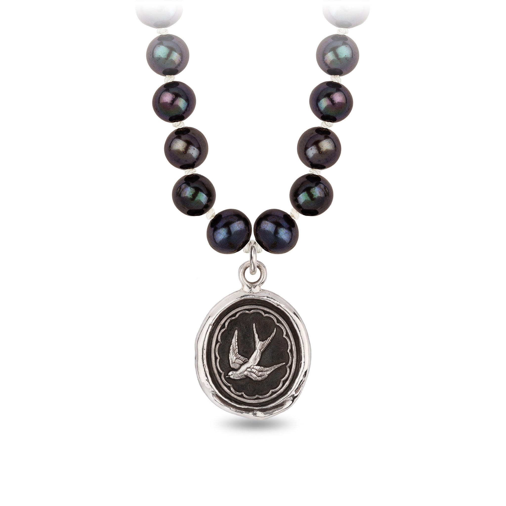 Pyrrha Free Spirited Knotted Pearl Necklace - Black
