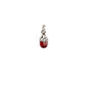 A sterling silver attraction charm capped with a garnet.