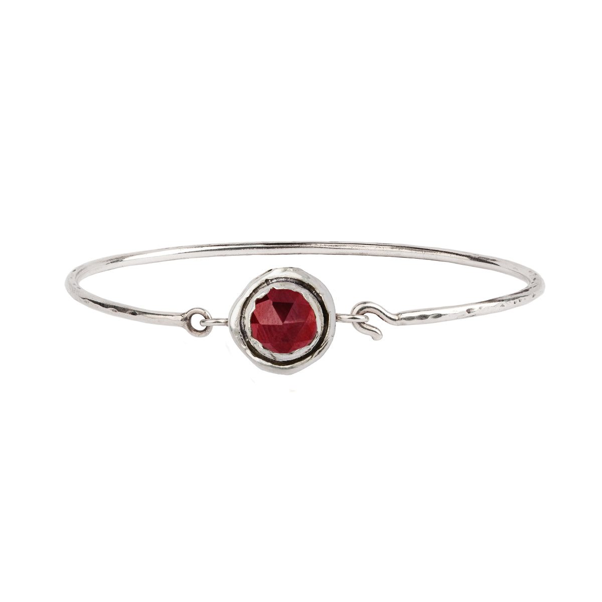 Garnet Faceted Stone Talisman Clasp Bracelet