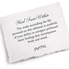 A hand-torn, letterpress printed card describing the meaning for Pyrrha's Heal From Within 14K Gold Talisman