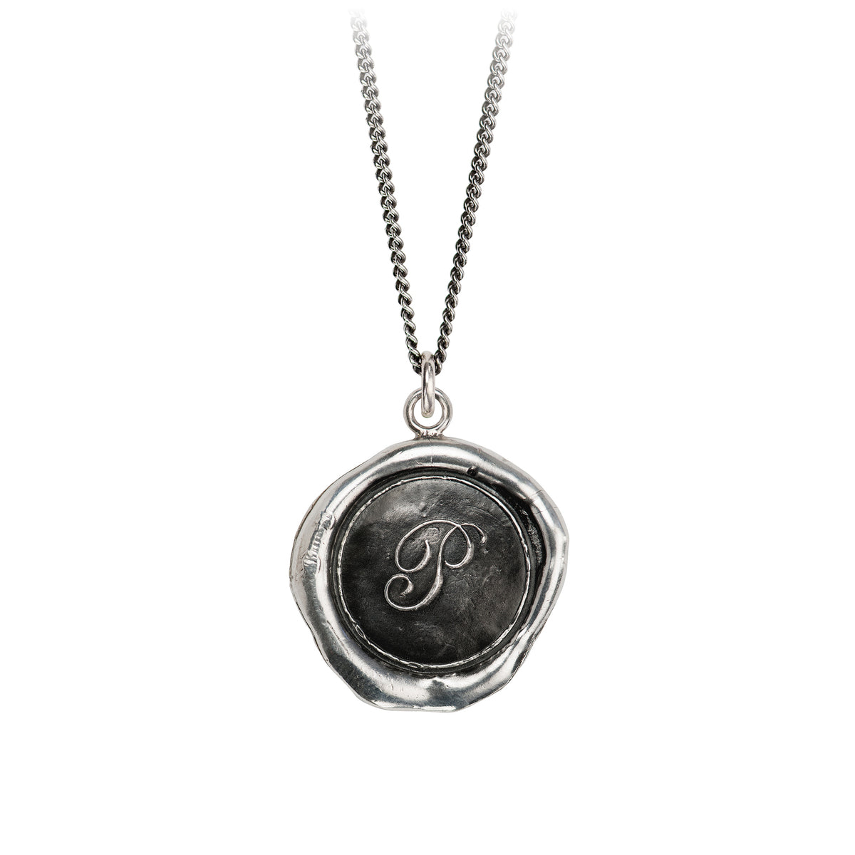Pyrrha Initial P Talisman Necklace Silver