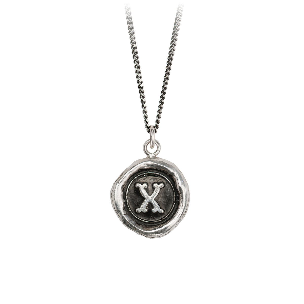 Pyrrha Initial X Talisman Necklace Silver