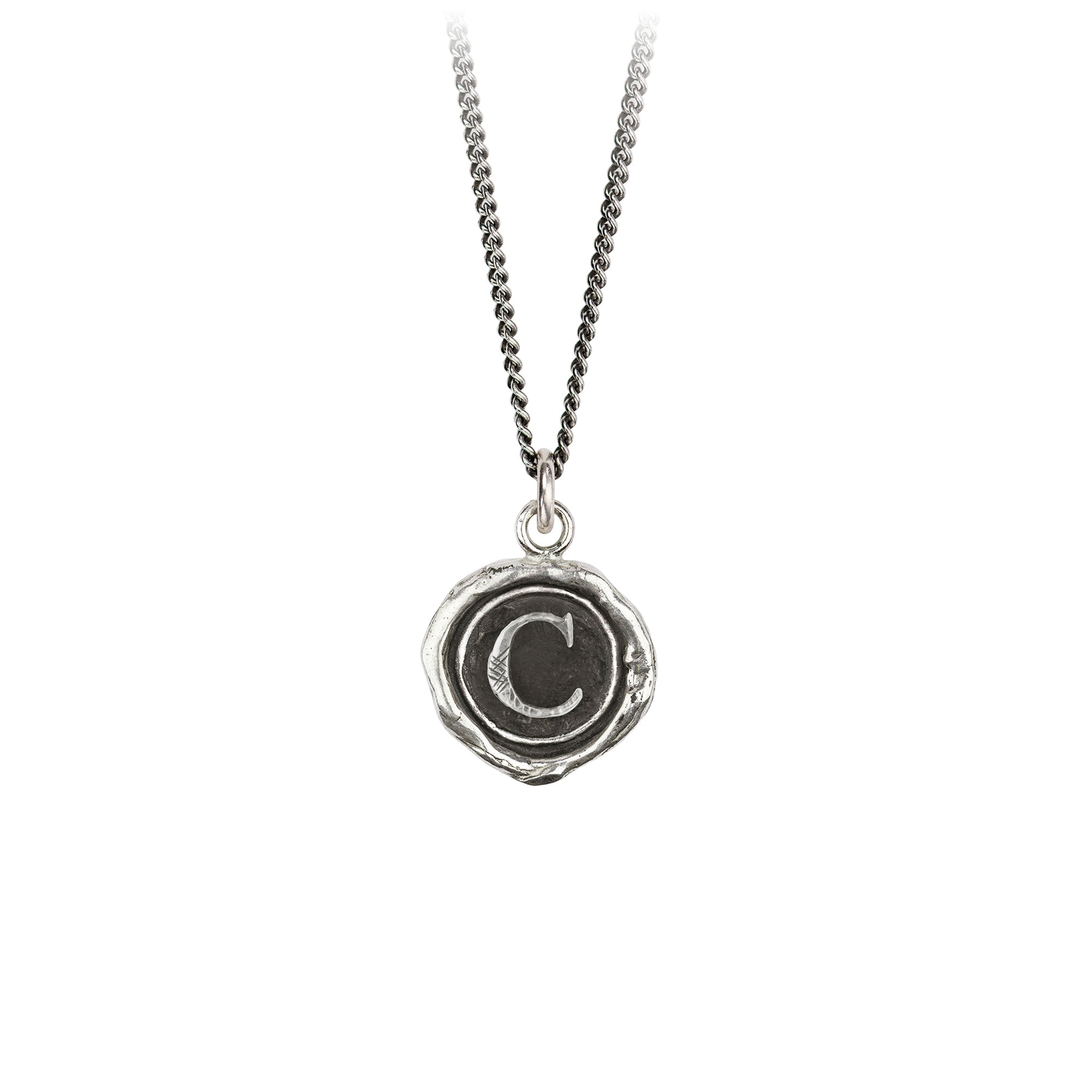 Pyrrha Initial C Talisman Necklace Silver