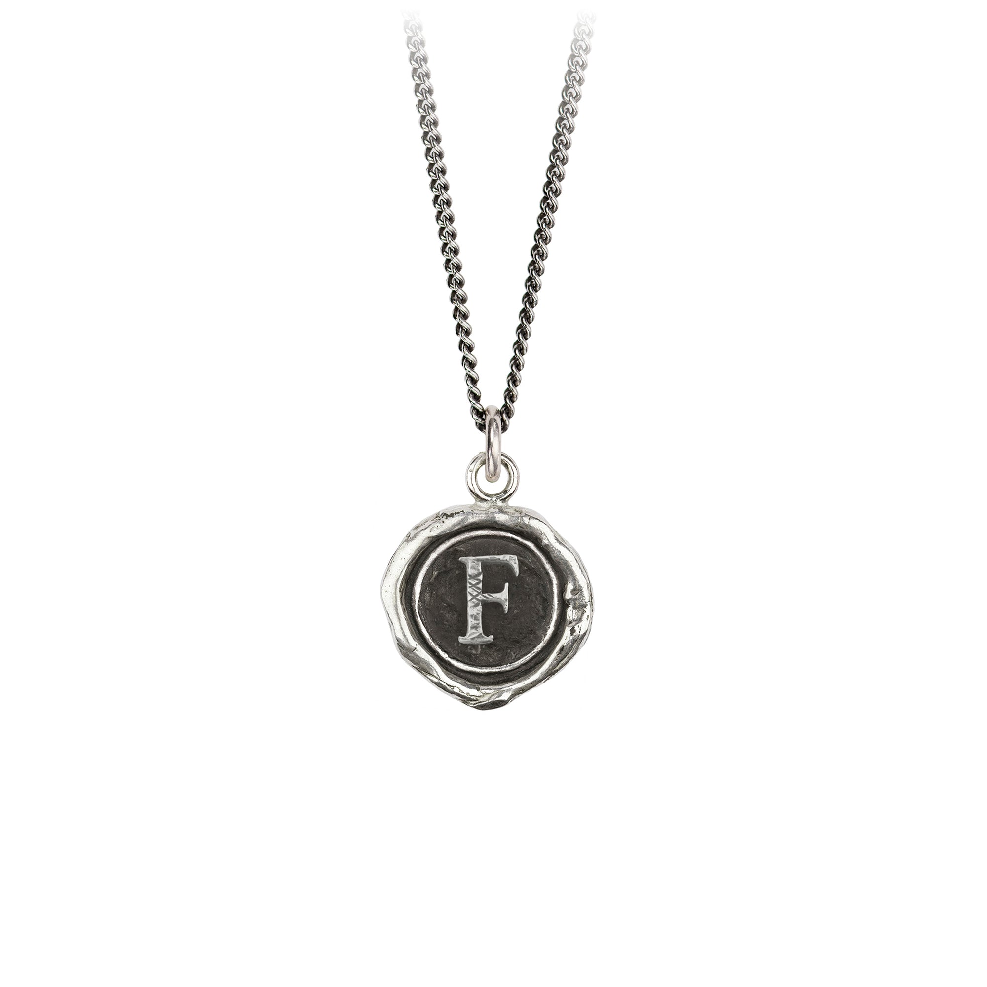 Pyrrha Initial F Talisman Necklace Silver