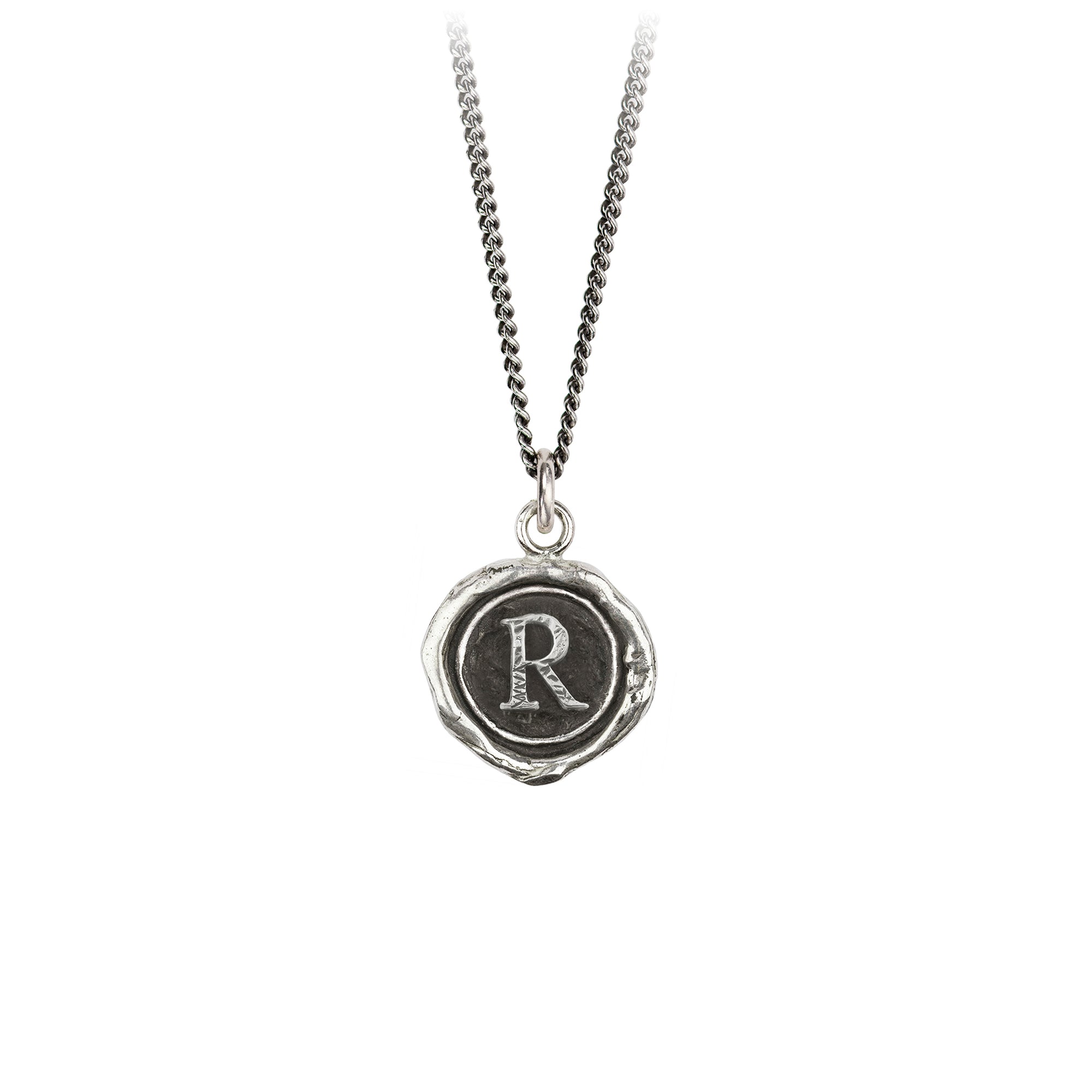 Pyrrha Initial R Talisman Necklace Silver