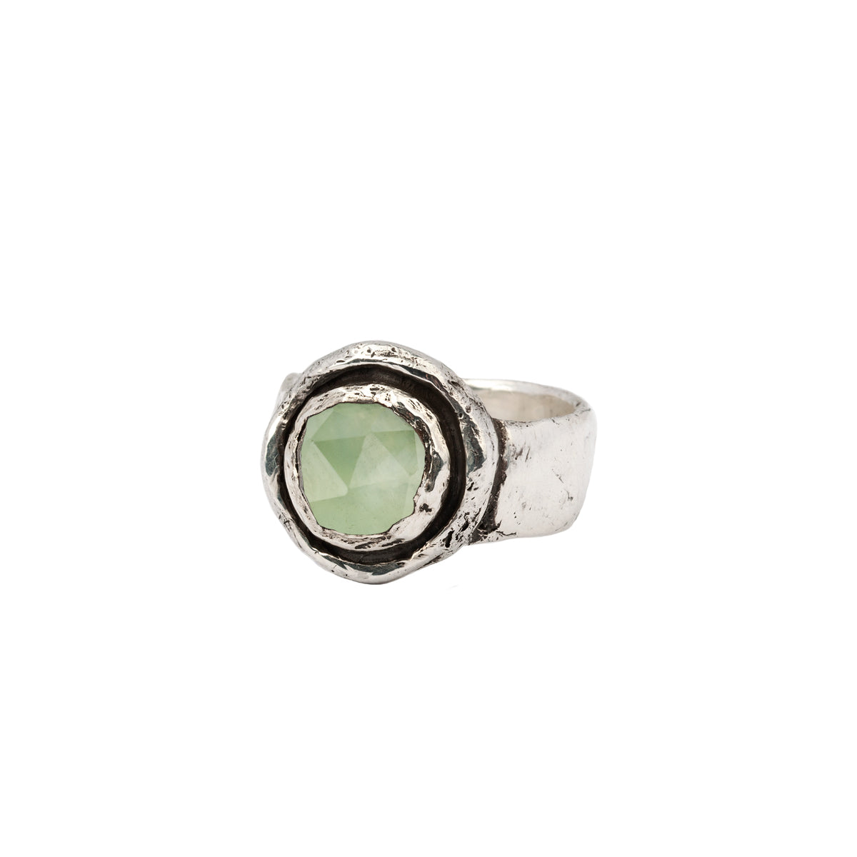 Prehnite Faceted Stone Talisman Ring