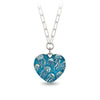 Jellyfish Large Puffed Heart Small Paperclip Chain Necklace - Capri Blue