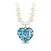 Mushroom Large Puffed Heart Knotted Freshwater Pearl Necklace - Capri Blue
