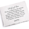 A hand-torn, letterpress printed card describing the meaning for Pyrrha's Let Go Of Fear Signature Talisman Necklace