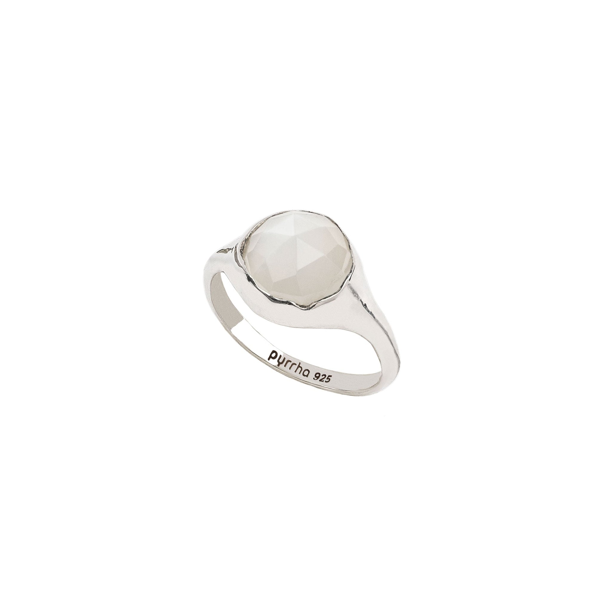 Moonstone Large Faceted Stone Set Signet Ring