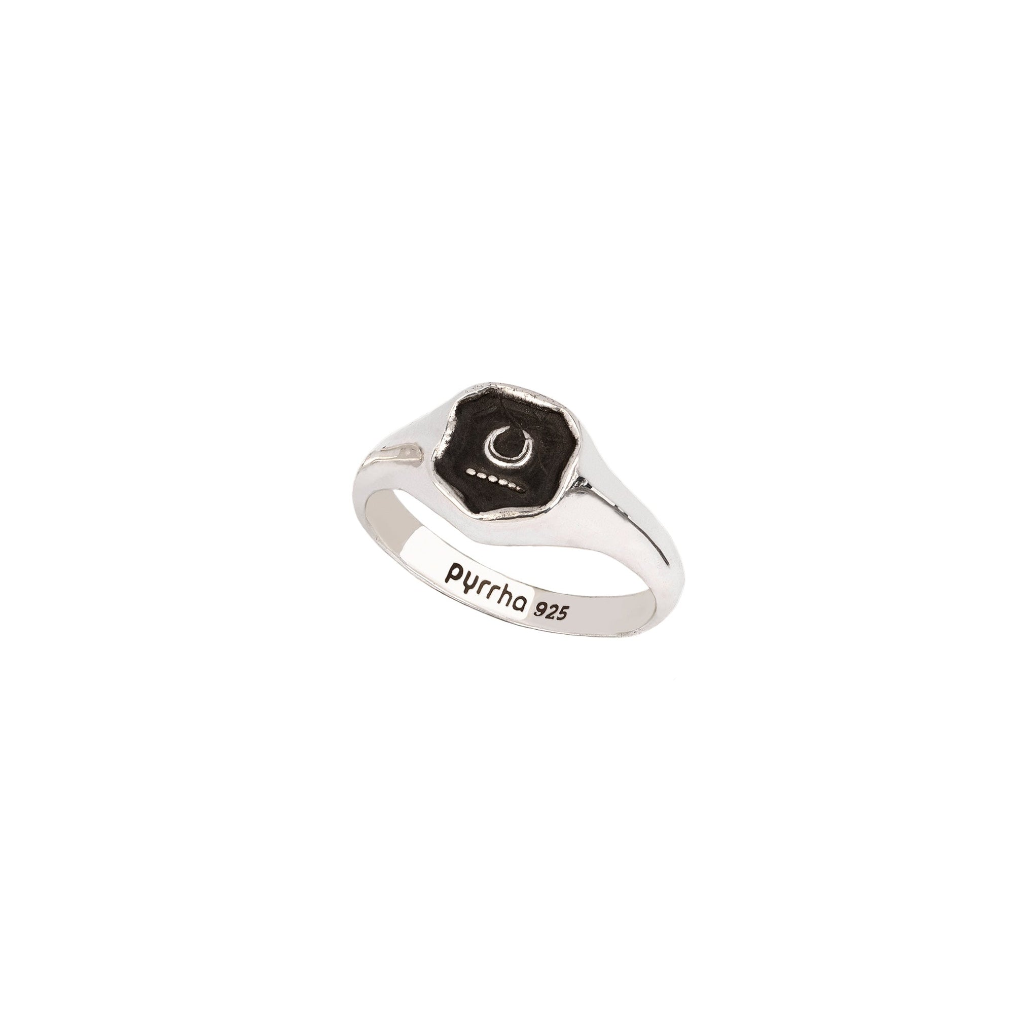 A sterling silver signet ring with our silver New Beginnings talisman.