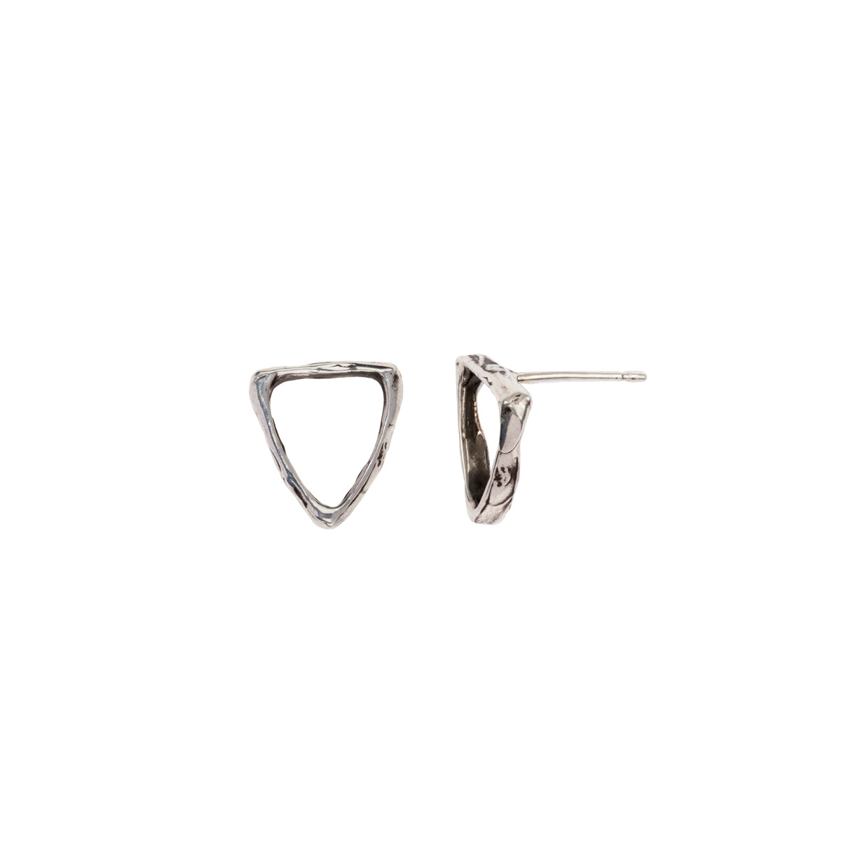 A set of sterling silver extra small open shield studs.