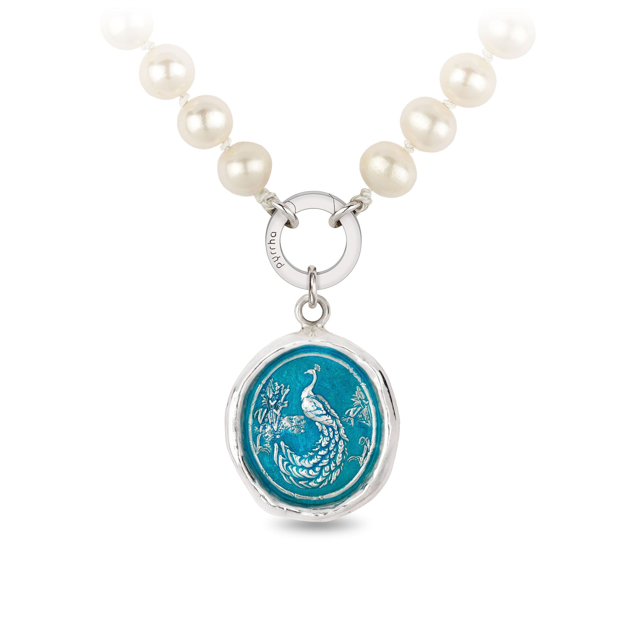 Peacock Knotted Freshwater Pearl Necklace - Capri Blue