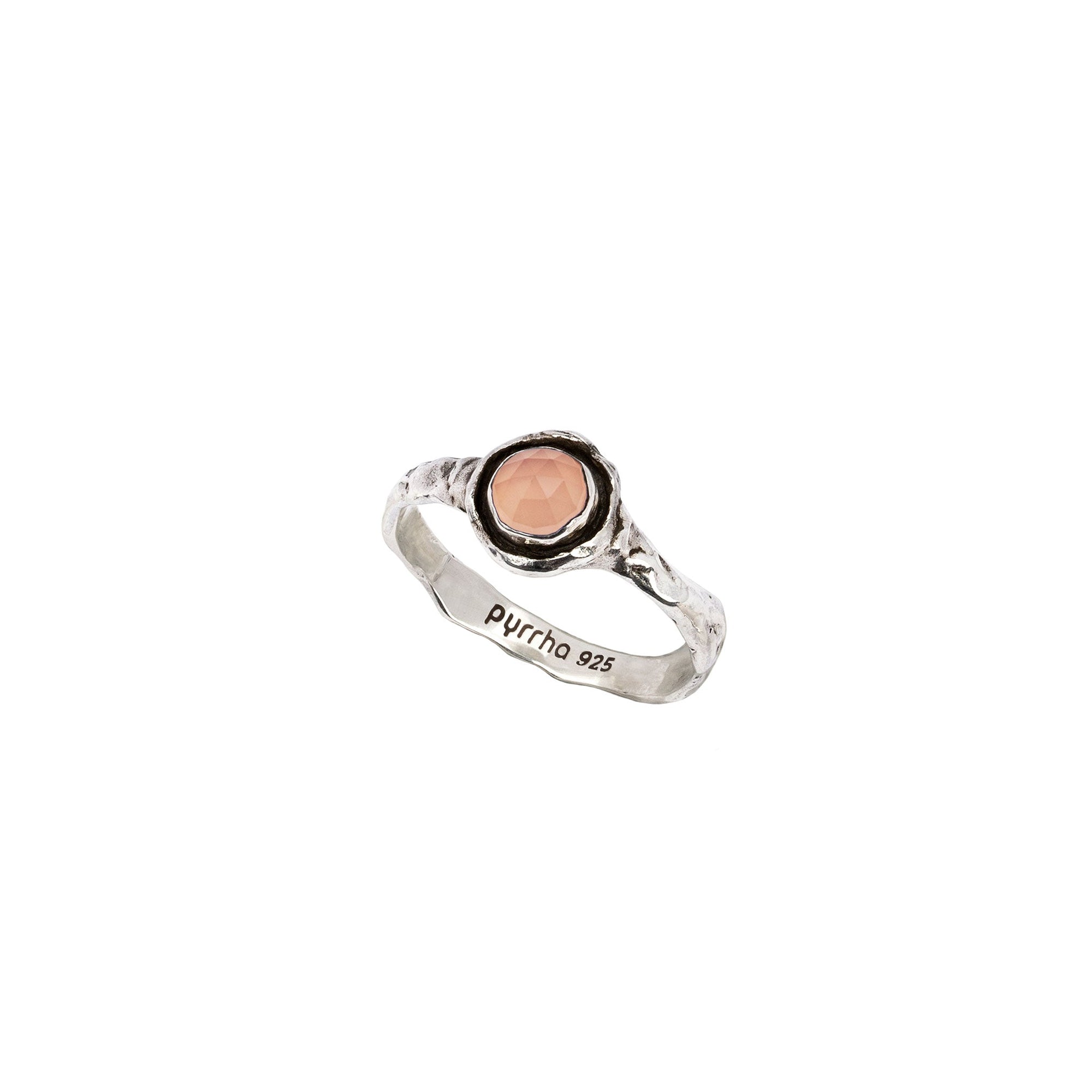Pink Chalcedony Small Faceted Stone Talisman Ring