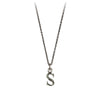 A sterling silver letter "S" charm on a silver chain.