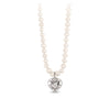 Small Puffed Hearts Diamond Set Knotted Freshwater Pearl Necklace
