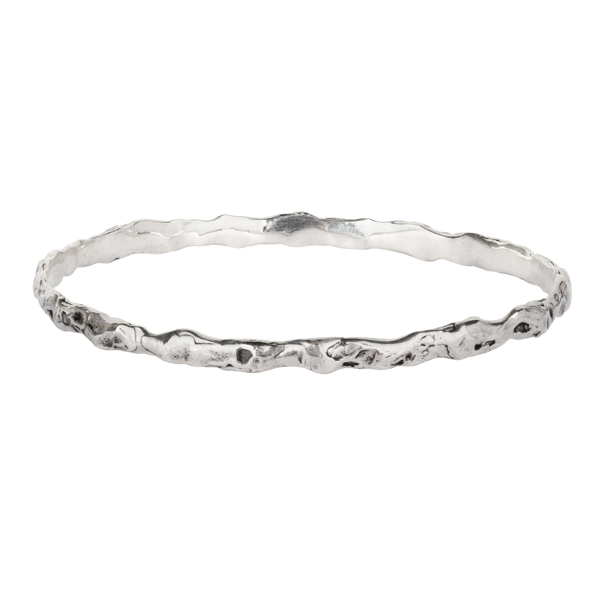 Our classic solid textured silver bangle