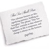 A hand-torn, letterpress printed card describing the meaning for Pyrrha's This Too Shall Pass Signature Talisman Necklace