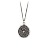 A silver chain with our sterling silver True Self talisman. This talisman is set with a diamond.