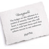 A hand-torn, letterpress printed card describing the meaning for Pyrrha's Unstoppable Talisman Necklace