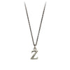 A sterling silver letter "Z" charm on a silver chain.